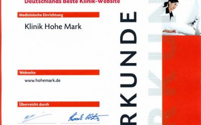 Klinik Hohe Mark: Erfolgreiche Teilnahme am Wettbewerb  “Deutschlands Beste Klinik-Website